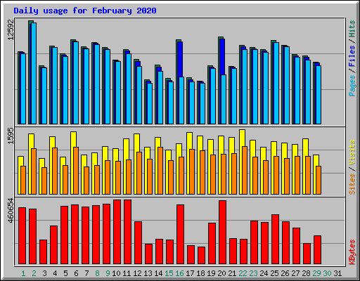 Daily usage for February 2020