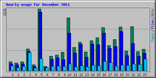 Hourly usage for December 2011